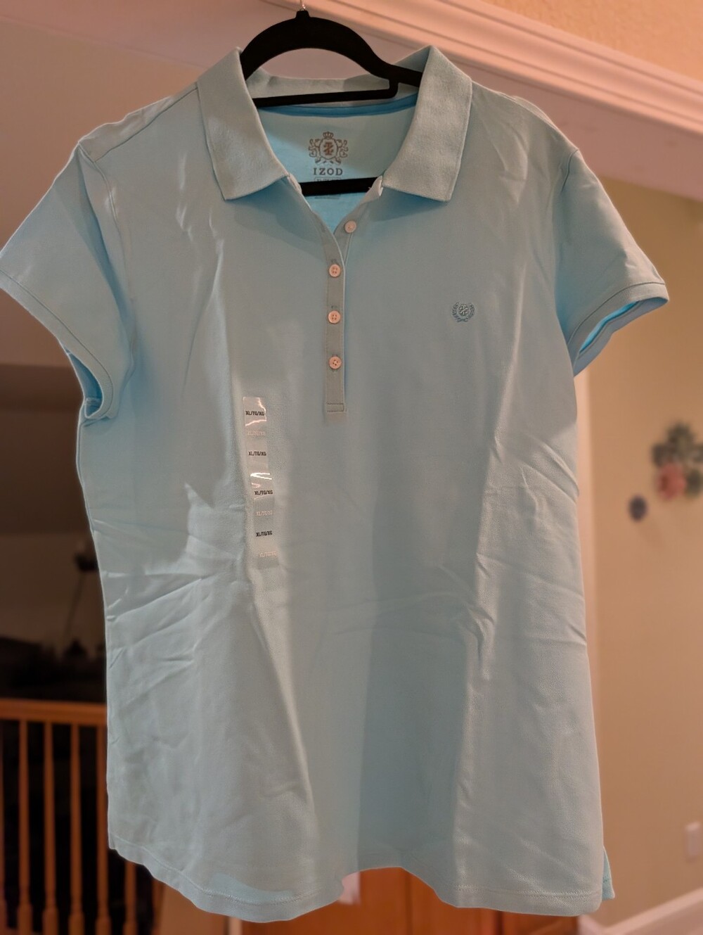 Izod Women's Short Sleeve Cotton Polo in Light Blue XL